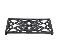SUMTree Rectangle Cast Iron Trivet, Decorative Heavy Duty Hot Pot Holder Mat, Vintage Butterfly Pattern Cast Iron Trivet with Rubber Pegs for Kitchen Dining Table