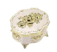 SUMTree Vintage Music Box Small White Jewellery Box Metal Keepsake Box Musical Jewellery Box Jewellery Boxes Jewellery Case for Ring Earrings Women's Gift Birthday Wedding Christmas Valentine's Day