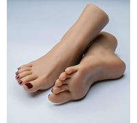 Sumumtor One Pair Soft Silicone Lifesize Female Mannequin Feet Realistic Silicone Foot Mannequin Display Shoes Display Jewelry Sandal Shoe Sock Display Art Sketch Nail (Dark Color)