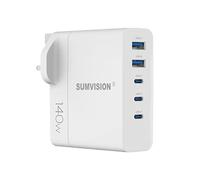 SUMVISION 140W USB C Compact Wall Fast Charger Plug Adapter/ 5 Port GaN PD PPS Compatible with Apple Macbook Pro Dell XPS Laptop iPad Air iPhone 14 Galaxy S23 Ultra Pixel 7 UK TECH SUPPORT