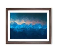 Sun Above The Mountains In Abstract Modern Art Framed Wall Art Print, Ready to Hang Picture for Living Room Bedroom Home Office Décor, Walnut A2 (64 x 46 cm)