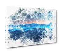 Sun Above The Mountains Watercolour Canvas Print | Gallery Wrapped 30mm Frame Wall Art | 30x20 inches | Ready to Hang | Modern Landscape Picture | Living Room Bedroom Lounge Office