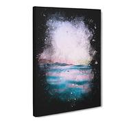 Sun Above The Sea In Spain Paint Splash Canvas Print | Gallery Wrapped 30mm Frame Wall Art | 30x20 inches | Ready to Hang | Coastal Seascape Picture | Living Room Bedroom Lounge Office