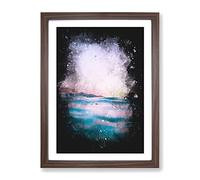 Sun Above The Sea In Spain Paint Splash Modern Framed Print | A4 Walnut Framed Wall Art | Ready to Hang | Modern Nautical Picture | Living Room Bedroom Lounge Office