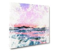 Sun Above the Sea in Spain Watercolour Canvas Print | Gallery Wrapped 30mm Frame Wall Art | 20x20 inches | Ready to Hang | Coastal Seascape Picture | Living Room Bedroom Lounge Office