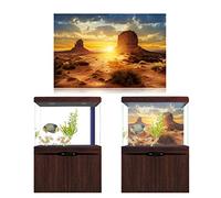 Sun and Desert Style Aquarium Fish Tank Poster Thicken PVC Adhesive Terrarium Backdrop Static Cling Wallpaper Sticker[76 * 46cm]