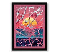 Sun and Fractured Sky Abstract Framed Wall Art Print A2 (59.4×42cm) Black, Wall Decor for Living Room, Bedroom, Office & Home, Ready to Hang, Art Gift