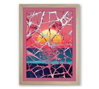 Sun and Fractured Sky Abstract Framed Wall Art Print A3 (42×29.7cm) Oak, Wall Decor for Living Room, Bedroom, Office & Home, Ready to Hang, Art Gift