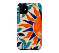 Sun and Leaf Decorative Geometric Tile Pattern Case for iPhone 11