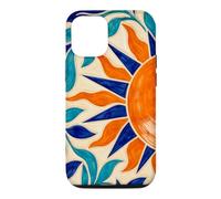 Sun and Leaf Decorative Geometric Tile Pattern Case for iPhone 12/12 Pro