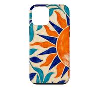 Sun and Leaf Decorative Geometric Tile Pattern Case for iPhone 12 mini