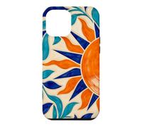 Sun and Leaf Decorative Geometric Tile Pattern Case for iPhone 12 Pro Max