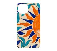 Sun and Leaf Decorative Geometric Tile Pattern Case for iPhone 13