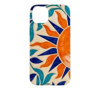 Sun and Leaf Decorative Geometric Tile Pattern Case for iPhone 14 Plus