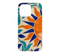 Sun and Leaf Decorative Geometric Tile Pattern Case for iPhone 14 Pro Max