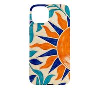 Sun and Leaf Decorative Geometric Tile Pattern Case for iPhone 15 Plus