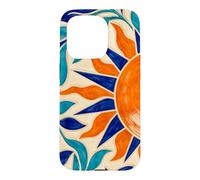 Sun and Leaf Decorative Geometric Tile Pattern Case for iPhone 15 Pro