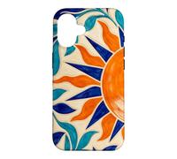 Sun and Leaf Decorative Geometric Tile Pattern Case for iPhone 16
