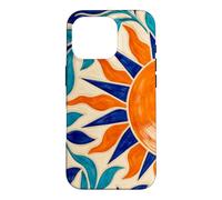 Sun and Leaf Decorative Geometric Tile Pattern Case for iPhone 16 Pro