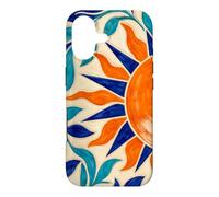 Sun and Leaf Decorative Geometric Tile Pattern Case for iPhone 17
