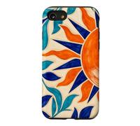 Sun and Leaf Decorative Geometric Tile Pattern Case for iPhone SE (2020) / 7/8