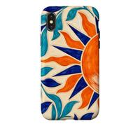 Sun and Leaf Decorative Geometric Tile Pattern Case for iPhone X/XS