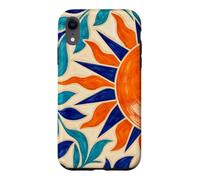 Sun and Leaf Decorative Geometric Tile Pattern Case for iPhone XR
