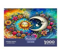 Sun And Moon 1000 Piece Jigsaw Puzzles Fun Challenging Modern Sun And Moon Divine Art Classic Educational Games for The Whole Gifts for Adults And Kids Age 52x38cm/1000pcs