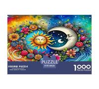 Sun And Moon 1000 Piece Jigsaw Puzzles Fun Challenging Modern Sun And Moon Divine Art Classic Educational Games for The Whole Gifts Suitable for Children & People Aged 14+ 38x26cm/1000pcs
