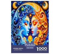 Sun And Moon 1000 Piece Jigsaw Puzzles Fun Challenging Modern Sun And Moon Divine Art Classic Educational Games Beautiful Decoration Suitable for Children & People Aged 14+ 70x50cm/1000pcs