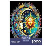 Sun And Moon 1000 Piece Jigsaw Puzzles Fun Challenging Modern Sun And Moon Divine Art Classic Educational Games for The Whole Gifts Suitable for Children & People Aged 14+ 70x50cm/1000pcs
