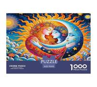 Sun And Moon 1000 Piece Jigsaw Puzzles Fun Challenging Modern Sun And Moon Divine Art Classic Educational Games Creativity & Gift Giving for Adults And Kids Age 70x50cm/1000pcs