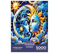 Sun And Moon 1000 Piece Jigsaw Puzzles Fun Challenging Modern Sun And Moon Divine Art Educational Game for The Whole Gifts Suitable for Children & People Aged 14+ 52x38cm/1000pcs