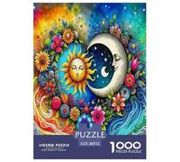 Sun And Moon 1000 Piece Jigsaw Puzzles Fun Challenging Modern Sun And Moon Divine Art for Family Activity Game Perfect for Relaxation Suitable for Children & People Aged 14+ 52x38cm/1000pcs