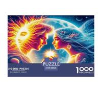 Sun And Moon 1000 Piece Jigsaw Puzzles Fun Challenging Modern Sun And Moon Divine Art for Family Activity Game Perfect for Relaxation For Children And Adults Aged 14 And Over 38x26cm/1000pcs