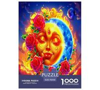 Sun And Moon 1000 Piece Jigsaw Puzzles Fun Challenging Modern Sun And Moon Divine Art for Family Activity Game for The Whole Gifts Suitable for Children & People Aged 14+ 70x50cm/1000pcs