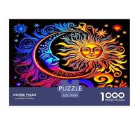 Sun And Moon 1000 Piece Jigsaw Puzzles Fun Challenging Modern Sun And Moon Divine Art for Family Activity Game Perfect for Relaxation Suitable for Children & People Aged 14+ 70x50cm/1000pcs