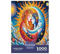 Sun And Moon 1000 Piece Jigsaw Puzzles Fun Challenging Modern Sun And Moon Divine Art Puzzles Game for The Whole Gifts Suitable for Children & People Aged 14+ 70x50cm/1000pcs
