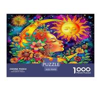 Sun And Moon 1000 Piece Jigsaw Puzzles Fun Challenging Modern Sun And Moon Divine Art Puzzles Game for The Whole Gifts For Children And Adults Aged 14 And Over 70x50cm/1000pcs