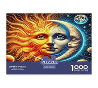 Sun And Moon 1000 Piece Jigsaw Puzzles Fun Challenging Modern Sun & Moon's Harmonious Embrace Classic Educational Games for The Whole Gifts Suitable for Children & People Aged 14+ 70x50cm/1000pcs