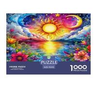 Sun And Moon 1000 Piece Jigsaw Puzzles Fun Challenging Modern Sun & Moon's Harmonious Embrace Classic Educational Games for The Whole Gifts Suitable for Children & People Aged 14+ 70x50cm/1000pcs
