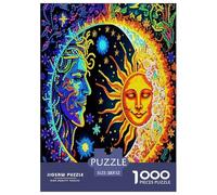 Sun And Moon 1000 Piece Jigsaw Puzzles Fun Challenging Modern Sun & Moon's Harmonious Embrace Educational Game Beautiful Decoration Suitable for Children & People Aged 14+ 52x38cm/1000pcs