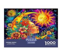 Sun And Moon 1000 Piece Jigsaw Puzzles Fun Challenging Modern Sun & Moon's Harmonious Embrace Puzzles Game for The Whole Gifts For Children And Adults Aged 14 And Over 52x38cm/1000pcs