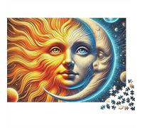 Sun And Moon 1000 Piece Puzzles Beautiful View Golden Sun Moon Art Home Decoration Educational Game Gifts Puzzles for Adults Jigsaw Puzzles for Adults 38x26cm/1000pcs