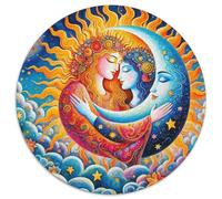 Sun And Moon 1000 Piece Round Puzzles for Adults Kids 14+ Magnificent Sky Jigsaw Puzzle Creative Unique Challenge Games Impossible Hard Difficult Challenging Puzzles 1000pcs (67.5x67.5cm)