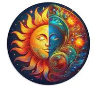 Sun And Moon 1000 Piece Round Puzzles for Adults Kids 14+ Magnificent Sky Puzzles Creative Unique Challenge Games Family Game 1000pcs (67.5x67.5cm)