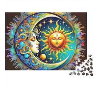 Sun And Moon 1000 Pieces Puzzles Beautiful View Mandala Sun Moon Print Decoration Puzzle Educational Game Gifts Puzzles for Adults Jigsaw Puzzles for Adults 70x50cm/1000pcs