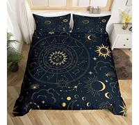 Sun and Moon Bedding Set Bohemian Duvet Cover Set for Kids Boys Girls Galaxy Constellation Comforter Cover Cosmic Celestial Quilt Cover Duvet Cover Double Size