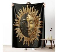 Sun and Moon Blanket 30x40 Inch, Bohemia Celestial Fleece Throw Blanket for Couch Bed, Tarot Astrology Soft Blankets Cozy Lightweight Flannel Small Blankets Warm for All Season