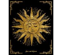 Sun and Moon: Celestial Journal | Blank Lined Journal Diary Notebook, 8" x 10" | Sun and Moon Journal, Celestial Notebook, Boho Diary | Astronomy ... for Sun and Moon lovers | black gold cover